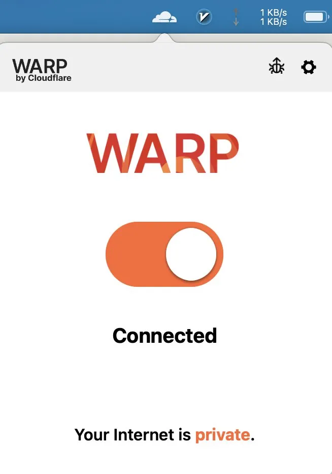 Cloudflare WARP 客户端界面